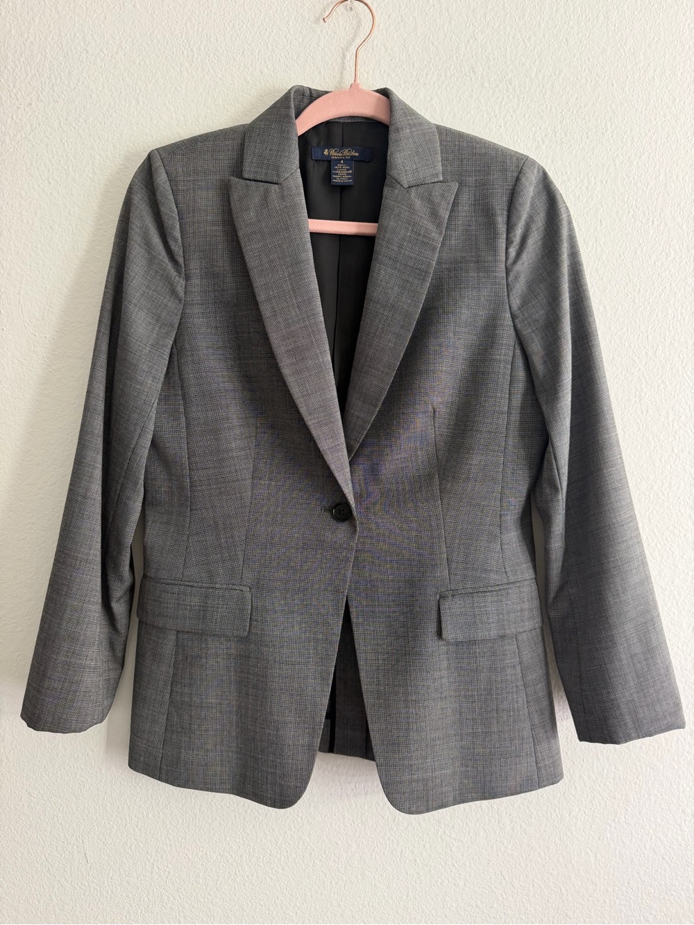 Brooks Brothers Women's Stellita Fit 100% Wool Gray Single-Button Blazer Size 4